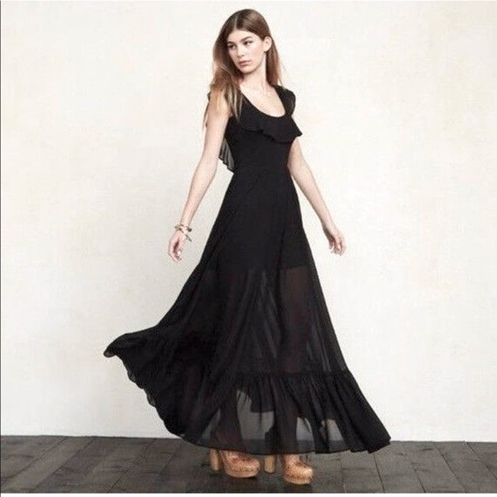 ‼️MOVING SALE E.M.G‼️REFORMATION NWT Long Black Peony Dress 8